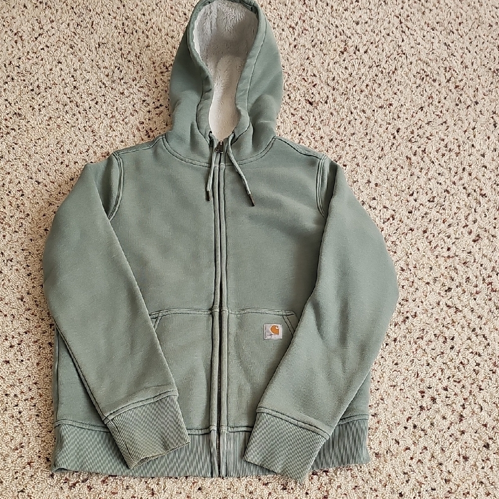 Women's Carhartt Sage Green Hooded Jacket.  Size XS (0/2).  Relaxed Fit.